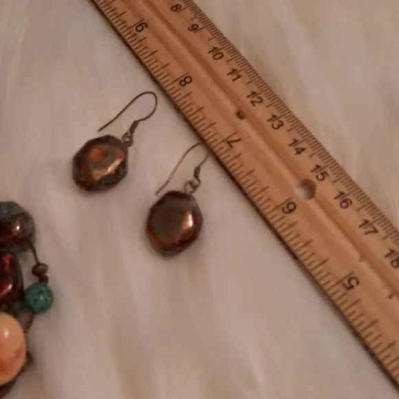 Boho bead xtra long necklace and matching earrings GUC - Picture 4 of 13